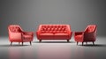 Set of red armchair and sofa isolated for living room , Modern furniture. Royalty Free Stock Photo