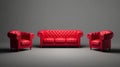 Set of red armchair and sofa isolated for living room , Modern furniture. Royalty Free Stock Photo