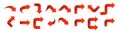 Set red arrow 3D icons pointing up down left right. Vector