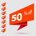 Set of red banners at a discount on sales for stores, advertising, printing Royalty Free Stock Photo