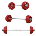 Set of red barbells isolated on white background Royalty Free Stock Photo