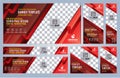 Set of Red and Black Web banners templates, Coverpage Standard sizes