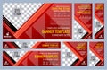 Set of Red and Black Web banners templates, Coverpage Standard sizes Royalty Free Stock Photo