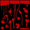 Set of red blots of various shapes. Vector illustration.