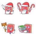 Set of red book character with Santa candy judge student