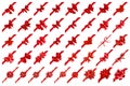 Set of red bows with ribbons arranged diagonally Royalty Free Stock Photo