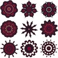 Set of red-brown mandalas Royalty Free Stock Photo
