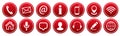 Set red buttons contact icons - vector Royalty Free Stock Photo