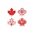 Set of red canada maple leaf Royalty Free Stock Photo