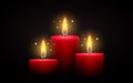 Set of red candles of different lengths.