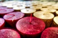 set of red candles with white wick in a row Royalty Free Stock Photo