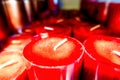 set of red candles with white wick in a row Royalty Free Stock Photo