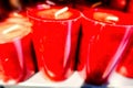 set of red candles with white wick in a row Royalty Free Stock Photo