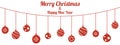 Set of red Christmas balls hanging on white background Royalty Free Stock Photo