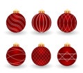 Set of red christmas balls, isolated on white background.