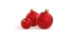 Christmas red balls baubles bombs bulbs colorful decoration isolated on white background. Xmas glass balls group Royalty Free Stock Photo