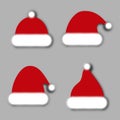 Set of Red Christmas Hats. Chrismat Hats Santa Claus.