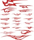 Set of red color tribal tattoo vignettes Royalty Free Stock Photo
