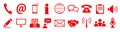 Set red contact sign icons - vector