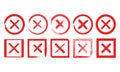 Set of red crosses of different shapes. Close button for interface. Royalty Free Stock Photo