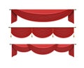 Set of red curtains to theater stage. Mesh vector illustration. Royalty Free Stock Photo