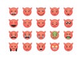 Set of red devil emoticon vector