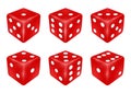 Set of a red dice three dimensions Royalty Free Stock Photo