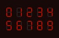 Set of red digital number signs made up from seven segments