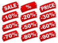 Set red discount percent - for stock Royalty Free Stock Photo