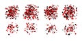 Set of red dotted round shapes, stains, circles, blobs isolated on white Royalty Free Stock Photo