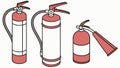 Set of Red Fire Extinguishers for Safety and Emergency Design, vector design Generative AI Royalty Free Stock Photo