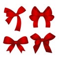 Set of red gift bows. Concept for invitation, banners, gift cards, congratulation or website layout vector.