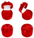 Set of Red Gift Velvet Boxes For Jewelry. Royalty Free Stock Photo