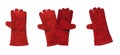 A set of red gloves for the welder insulated on a white background Royalty Free Stock Photo