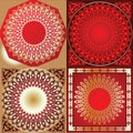 Set Of Red Gold Various Ornament Royalty Free Stock Photo