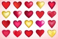 Set of red and golden Valenines hearts Royalty Free Stock Photo