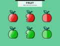 Set of red and green apples in a flat style
