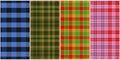 Set of red, green, blue colors tartan traditional ornament repeatable pattern, textile texture from plaid, tablecloths, shirts Royalty Free Stock Photo