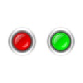 Set of red and green buttons isolated on white background. power start and stop Royalty Free Stock Photo