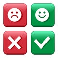 Set red and green icons buttons. Smileys emoticons positive and negative. Confirmation and rejection. Yes and no. Vector Royalty Free Stock Photo