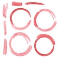 Set of red grunge circle brush strokes. Watercolor. vector Royalty Free Stock Photo