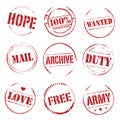 Set of red grunge stamps Royalty Free Stock Photo