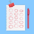 Set of red hand drawn elements for selecting text, Sketch oval. Vector illustration Royalty Free Stock Photo