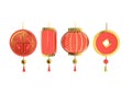 Set Red hanging lantern Traditional Asian decor. Decorations for the Chinese New Year. Chinese lantern festival Royalty Free Stock Photo
