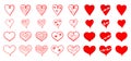 Set of red heart icons for Saint Valentine`s Day Royalty Free Stock Photo