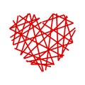 Set of red heart in a spider web