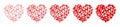 Set of red heart in a spider web -