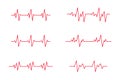set of red heartbeat cardio graph on white background Royalty Free Stock Photo