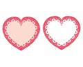 Set of red hearts. Collection of stylized hearts with patterns. Symbol of love. Vector illustration for Valentine`s day.