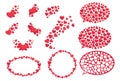 Set of red hearts. Collection of stylized hearts with patterns. Symbol of love. Vector illustration for Valentines day.